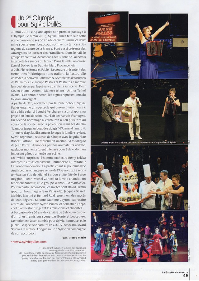 La Gazette du musette — Un 2e Olympia pour Sylvie Pullès