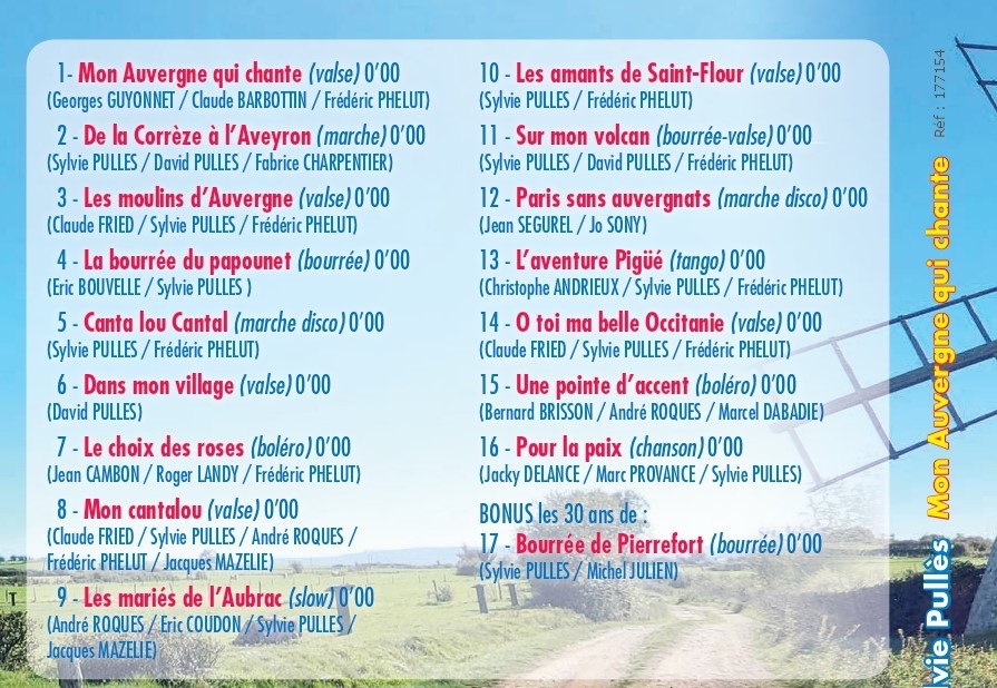 Liste des morceaux — Mon Auvergne qui chante